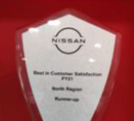 Nissan glass trophy: best in customer satisfaction FY21, North Region, runner-up